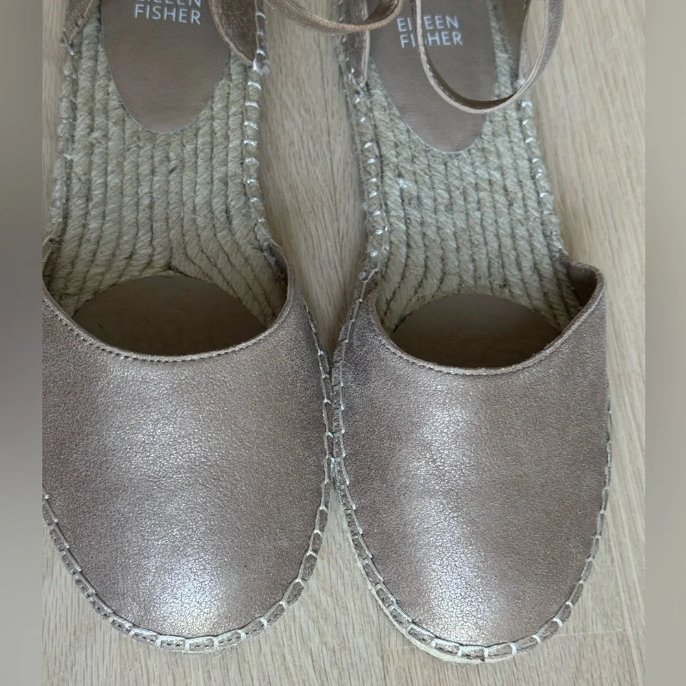 New Eileen Fisher Womens Lala Ankle Sandal 9.5 Jute Espadrille Flat Zip